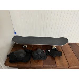 Skateboard with elbow knee and wrist pads